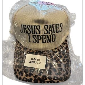 Beige Corduroy and Leopard Print Cap NWT